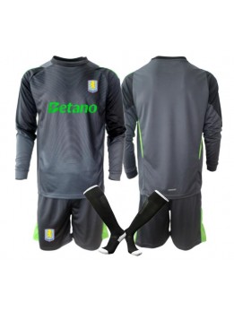 Otroški Nogometna dresi replika Aston Villa Vratar Domači 2025-26 Dolgi rokav (+ hlače)